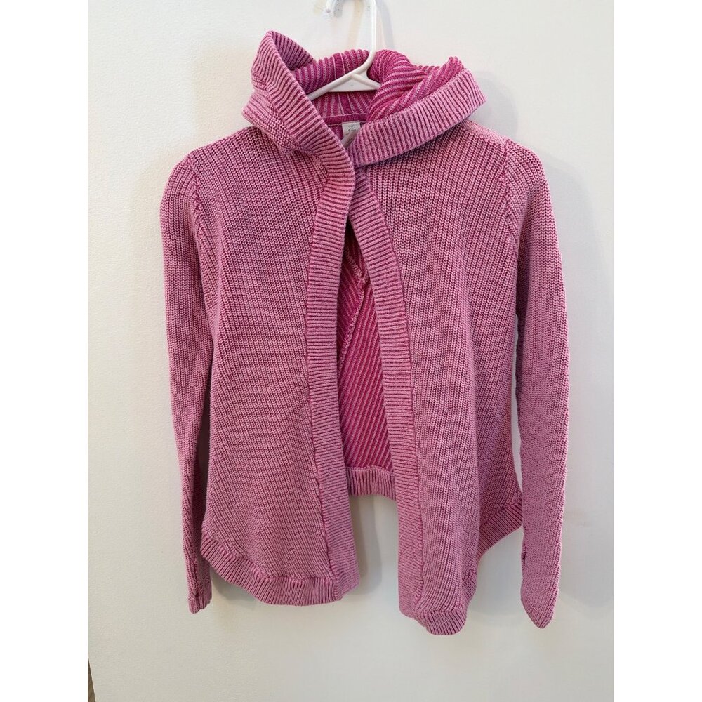 Ivivva Girls Pink Knit Hooded Cardigan Sweater Size 10 Open Front High-Low Hem L